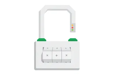 A padlock, closed.